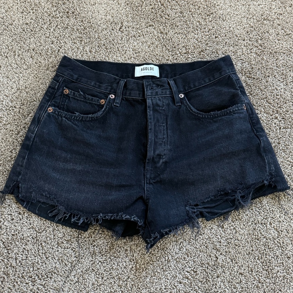 AGOLDE BLACK DENIM SHORTS